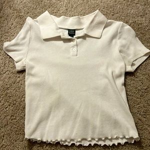 target white ruffled polo